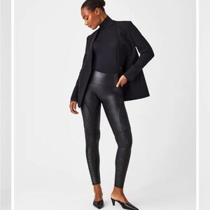 Spanx Faux Moto Leggings #20136R Very Black